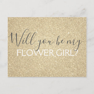 Invitation Carte Postale Parties scintillant Or de luxe et Fleur étincelant