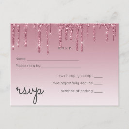 Invitation Carte Postale PARTIES SCINTILLANT rose BUDGET Mariage RSVP
