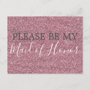 Invitation Carte Postale Parties scintillant rose Faux Maid of Honor Propos