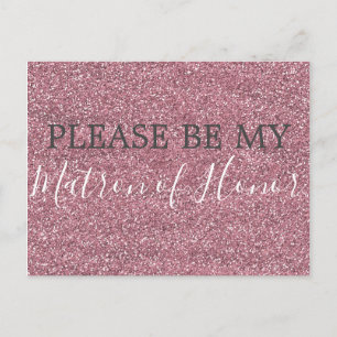 Invitation Carte Postale Parties scintillant rose Faux Matron d'honneur Pro