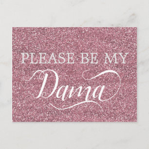 Invitation Carte Postale Parties scintillant rose or Dama Quinceanera Dama 