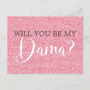 Invitation Carte Postale Parties scintillant rose pâle Quinceanera Dama Pro