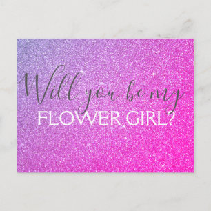 Invitation Carte Postale Parties scintillant rose violet et Fleur étincelan