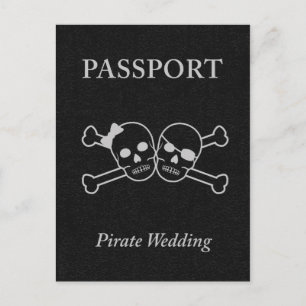 Invitation Carte Postale passeport de mariage pirate
