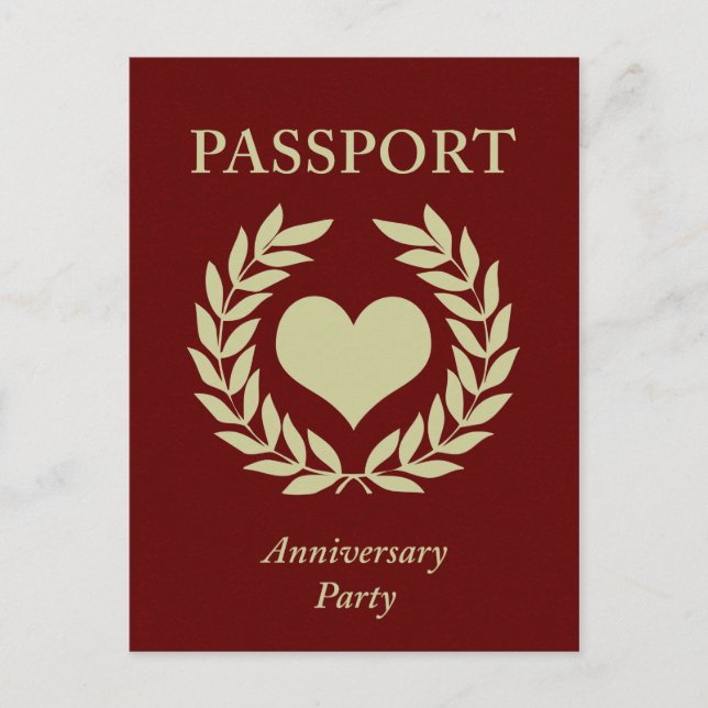 Invitation Carte Postale passeport de soirée d'anniversaire (Devant)