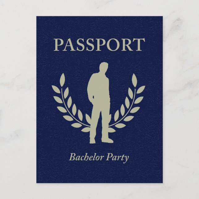 Invitation Carte Postale passeport pour l'enterrement de vie de garçon (Devant)