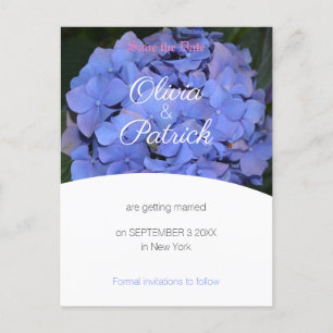 Invitation Carte Postale Pastel Purple Hydrangea Mariage Enregistrer la dat