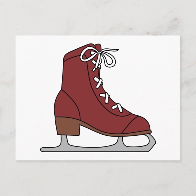 Invitation Carte Postale Patinage sur glace rouge (Devant)
