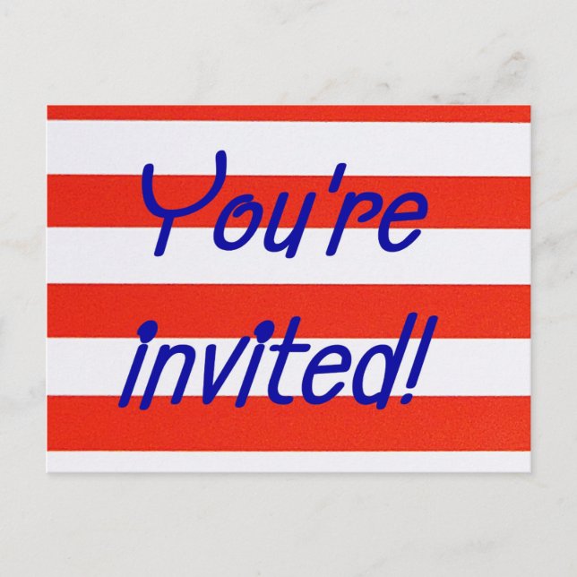 Invitation Carte Postale Patriotique rouge, blanc et bleu (Devant)