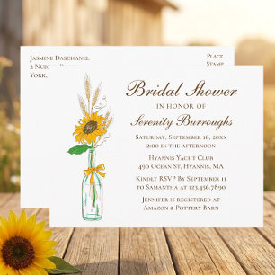 Invitation Carte Postale Pays de tournesol Jaune Floral Lavage de mariage