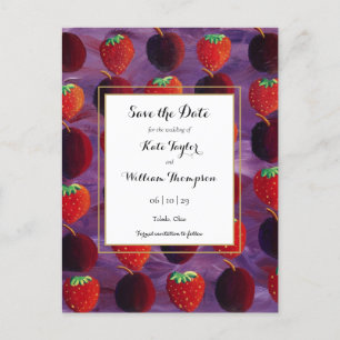 Invitation Carte Postale Pays des Fruits Rouges Enregistrez la Date