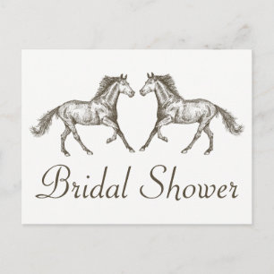 Invitation Carte Postale Pays Fête des mariées Cheval Mariage Brown Rustiqu