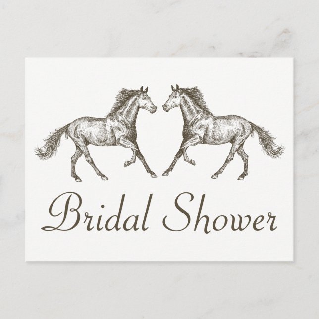 Invitation Carte Postale Pays Fête des mariées Cheval Mariage Brown Rustiqu (Devant)