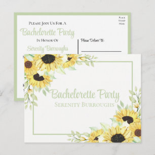 Invitation Carte Postale Pays Floral Aquarelle Sunflower Bachelorette