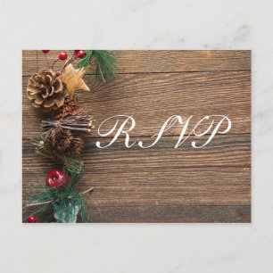 Invitation Carte Postale Pays rustique Chrismas RSVP
