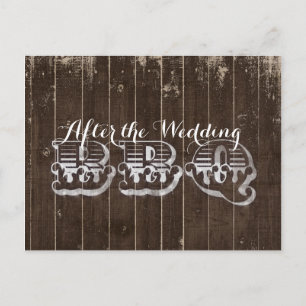 Invitation Carte Postale Pays rustique Mariage Ouest Bois RSVP BBBQ