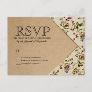 Invitation Carte Postale Pays vintage floral et papier Recyclé d'équilibre