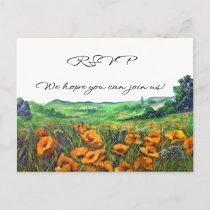 Invitation Carte Postale Paysage de coquelicots de Californie RSVP