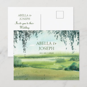 Invitation Carte Postale Paysage nature herbes mariage