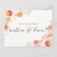 Pêches et fleurs à l'aquarelle, soyez ma dame d'ho