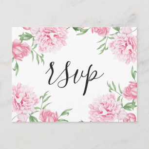 Invitation Carte Postale Peine florale rose   RSVP