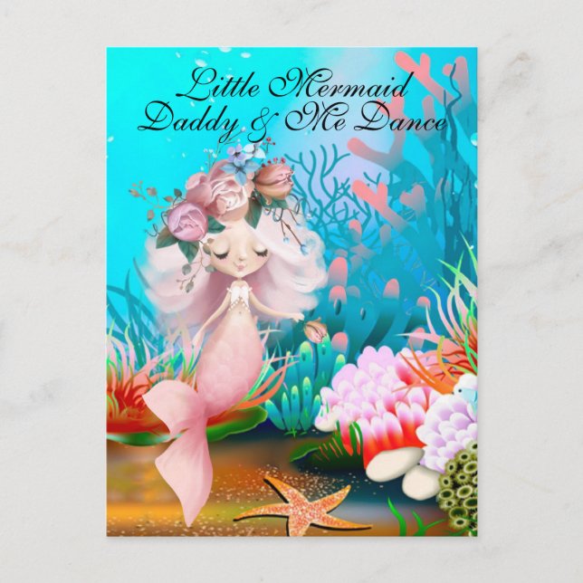 Invitation Carte Postale Père Fille Danse Petite Sirène Thème (Devant)