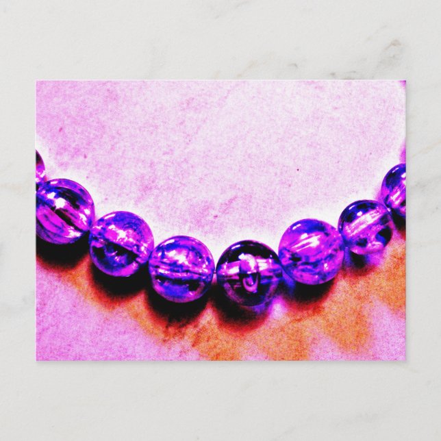 Invitation Carte Postale Perles Violettes (Devant)