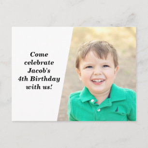 Invitation Carte Postale Personnalisé Enfants Photo Anniversaire Fête Chic 