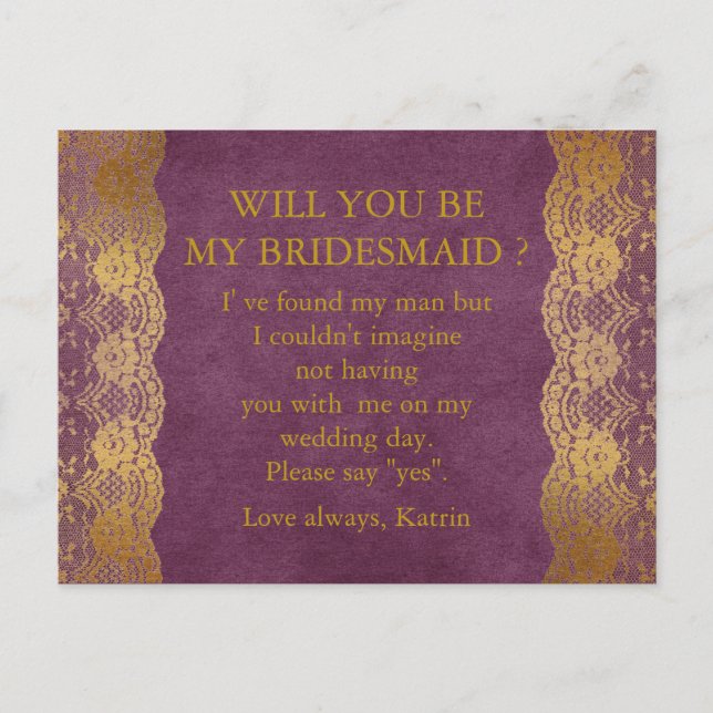 Invitation Carte Postale Personnalisé Rustique Serez-Vous Mon Billet D'Épou (Devant)