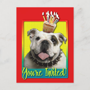 Invitation Carte Postale Petit gâteau d'invitation - bouledogue - lumière