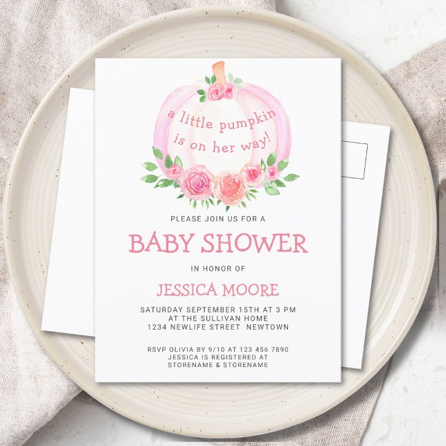 Invitation Carte Postale Petite Citrouille Sur Son Chemin Baby shower (Créateur téléchargé)