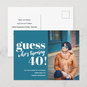 Invitation Carte Postale Photo audacieuse 40e anniversaire