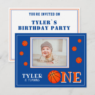 Invitation Carte Postale Photo d'anniversaire Basketball Ball Sports One 1e