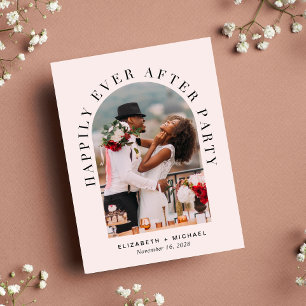 Invitation Carte Postale Photo d'Arche Élégante Réception de Mariage Rose