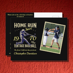 Invitation Carte Postale Photo de base-ball personnalisée Nom de l'année An