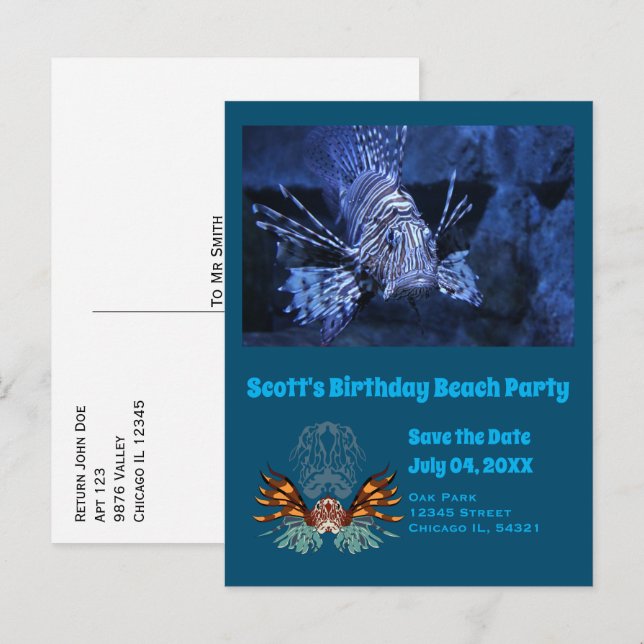 Invitation Carte Postale Photo de fête de plage d'Anniversaire (Devant / Derrière)