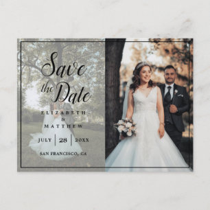 Invitation Carte Postale Photo de mariage de couple chic moderne pour annon