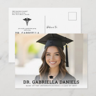 Invitation Carte Postale Photo de remise des diplômes d'un médecin de l'éco