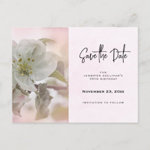 Invitation Carte Postale Photo en fleurs de pomme blanche Enregistrer la da