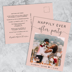 Invitation Carte Postale Photo mariage Blush Happy Jamais Après La Fête