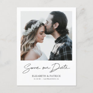 Invitation Carte Postale Photo moderne simple Enregistrer la date