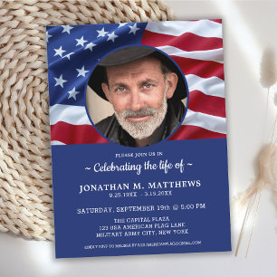 Invitation Carte Postale Photo Patriotique Drapeau Américain Fête De La Vie