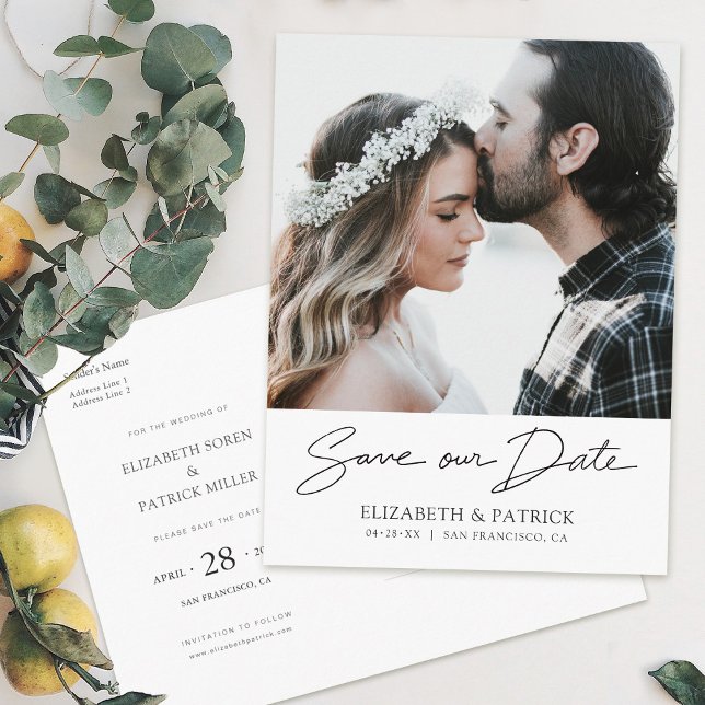 Invitation Carte Postale Photo simple et élégante Enregistrer le Mariage da (Créateur téléchargé)