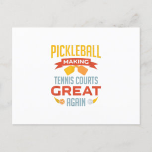 Invitation Carte Postale pickleball drôle rendant les courts de tennis à no