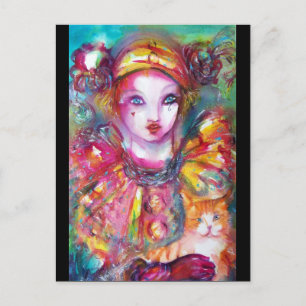 Invitation Carte Postale PIERROT avec chat