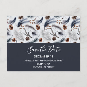 Invitation Carte Postale Pine Cones & Pine Needles Motif Enregistrer la dat