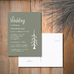 Invitation Carte Postale Pine rustique Sage Vert Mariage Décontracté