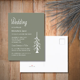 Invitation Carte Postale Pine rustique Sage Vert Mariage Décontracté