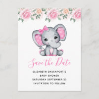 Pink Baby Elephant et frontière Rose Enregistrer l