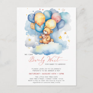 Invitation Carte Postale Pink On Peut Attendre Plus Tard Baby shower Fille